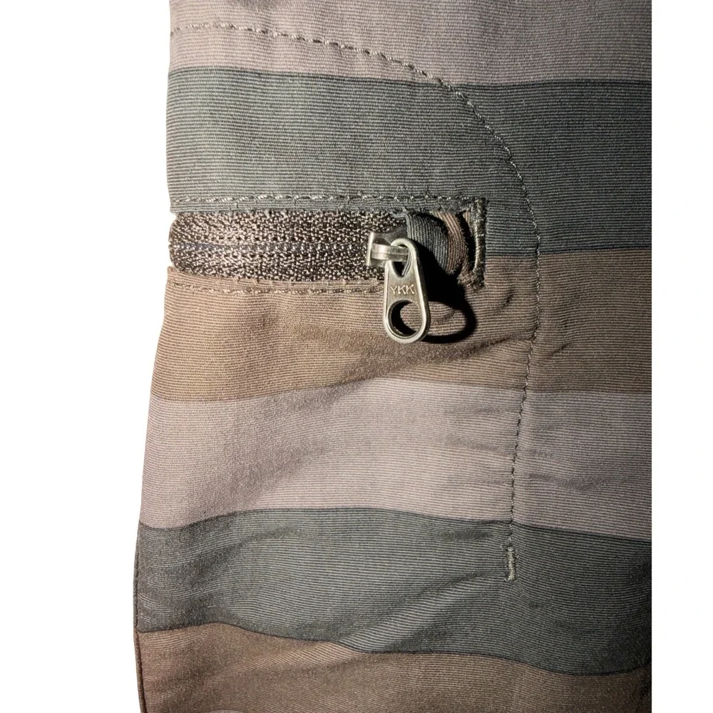 Patagonia Board Shorts Mens 34 Black Grey Striped Swim Trunks Surf Zipper Pocket